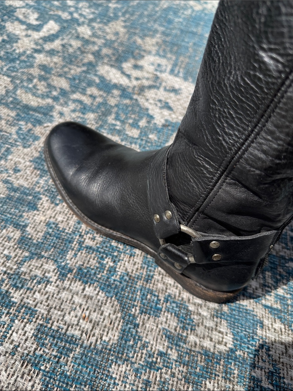 FRye Phillip Harness Classic Black Leather Riding Boots - Picture 6 of 9